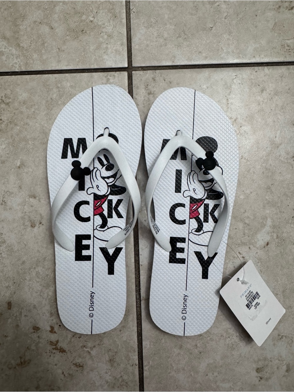 Primark White and Black Mickey Mouse Sandals